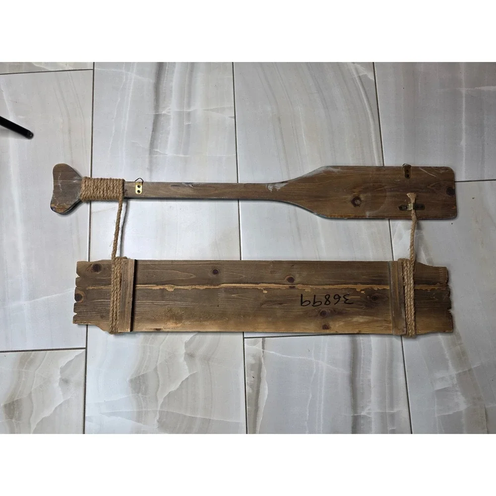 Rustic Wooden Beach Sign with Oar Nautical Wall Decor‎ Distressed Coastal Art